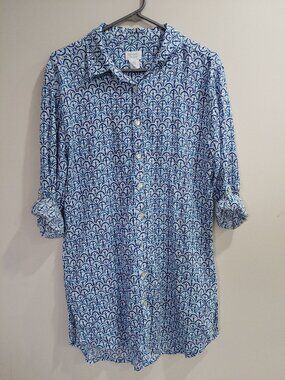 Sigrid Olsen Linen-blend Tunic Dress  "shell tunic" or Artisan Size M